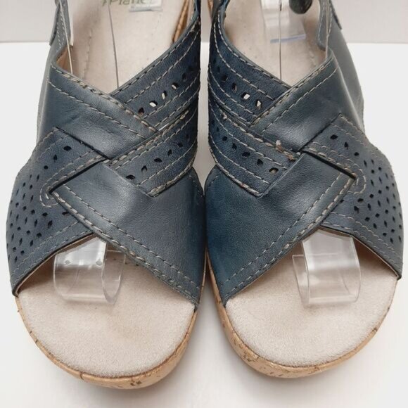 PLANET by EARTH Dawson Open Toe Wedge Slingback Sandals Blue Sz 9 M - Picture 7 of 13